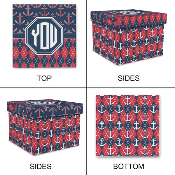 Anchors & Argyle Gift Boxes with Lid - Canvas Wrapped - Medium - Approval