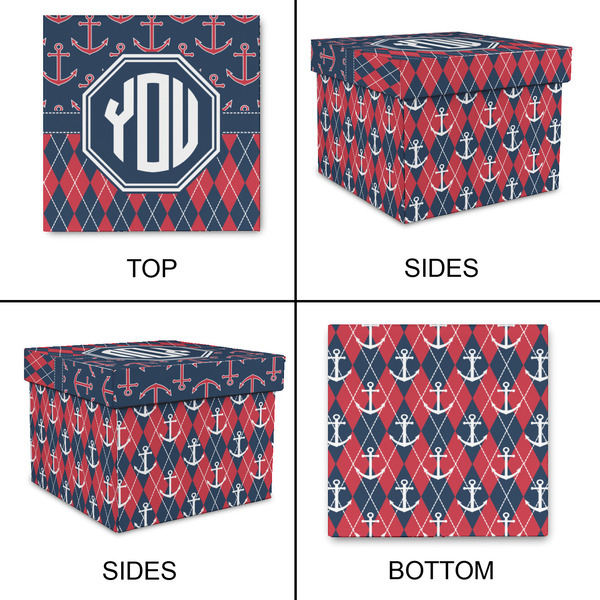 Anchors & Argyle Gift Boxes with Lid - Canvas Wrapped - Small - Approval