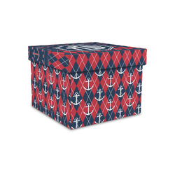 Anchors & Argyle Gift Box with Lid - Canvas Wrapped - Small (Personalized)