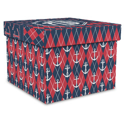 Anchors & Argyle Gift Box with Lid - Canvas Wrapped - XX-Large (Personalized)