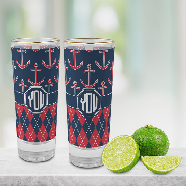 Anchors & Argyle Glass Shot Glass - 2 oz - LIFESTYLE