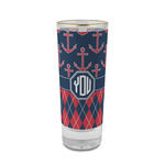Anchors & Argyle 2 oz Shot Glass -  Glass with Gold Rim - Set of 4 (Personalized)