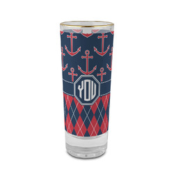 Anchors & Argyle 2 oz Shot Glass -  Glass with Gold Rim - Set of 4 (Personalized)