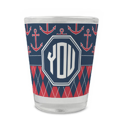 Anchors & Argyle Glass Shot Glass - 1.5 oz - Set of 4 (Personalized)