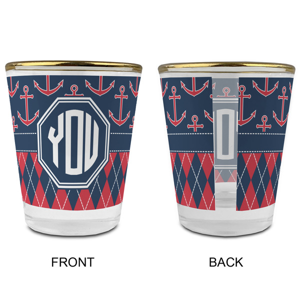 Anchors & Argyle Glass Shot Glass - with gold rim - APPROVAL