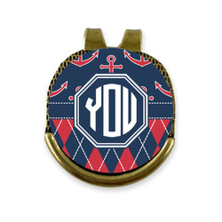 Anchors & Argyle Golf Ball Marker - Hat Clip - Gold