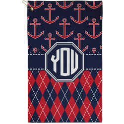 Anchors & Argyle Golf Towel - Poly-Cotton Blend - Small w/ Monograms