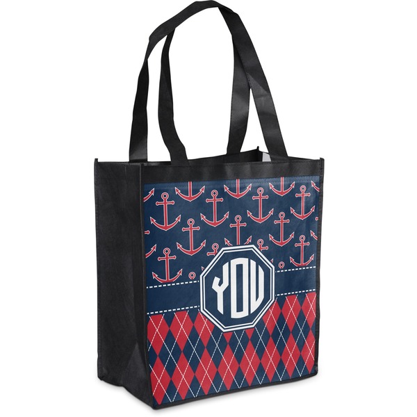 Custom Anchors & Argyle Grocery Bag (Personalized)