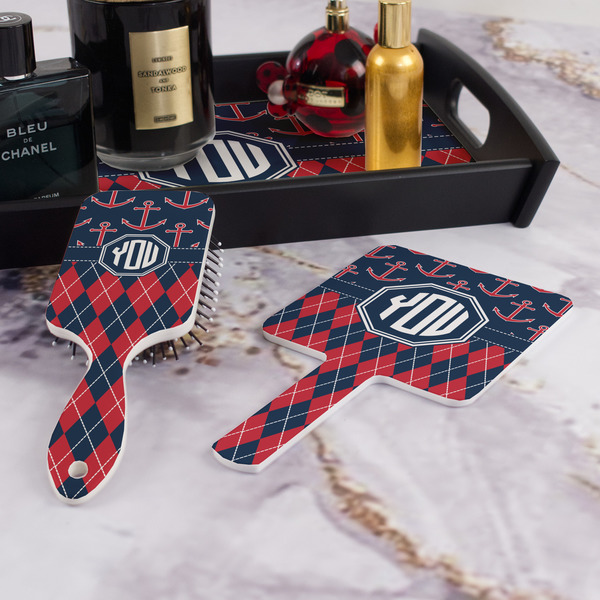 Anchors & Argyle Hair Brush and Hand Mirror - Bathroom Scene