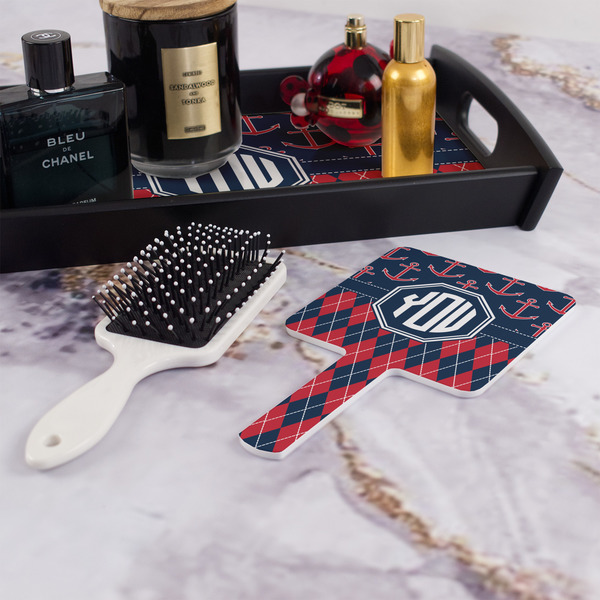 Anchors & Argyle Hand Mirror - With Hair Brush
