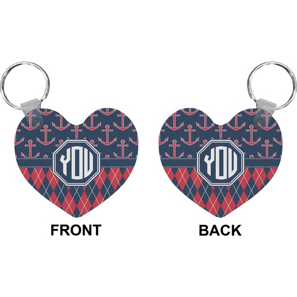 Anchors & Argyle Heart Keychain (Front + Back)