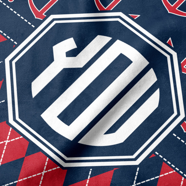 Anchors & Argyle Hooded Baby Towel- Detail Close Up