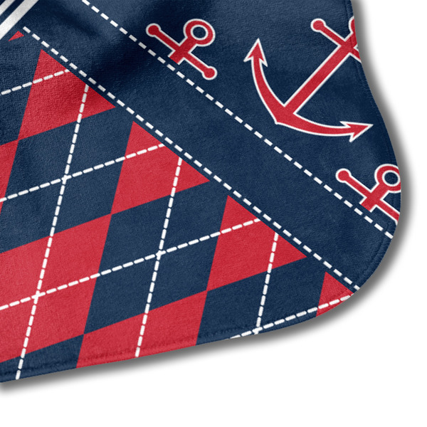 Anchors & Argyle Hooded Baby Towel- Detail Corner