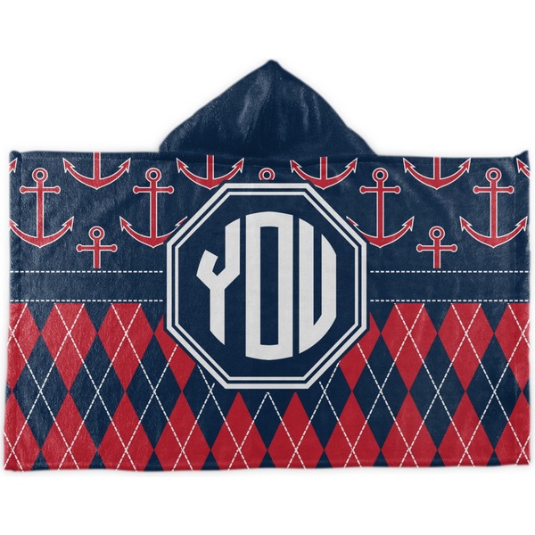Custom Anchors & Argyle Kids Hooded Towel (Personalized)