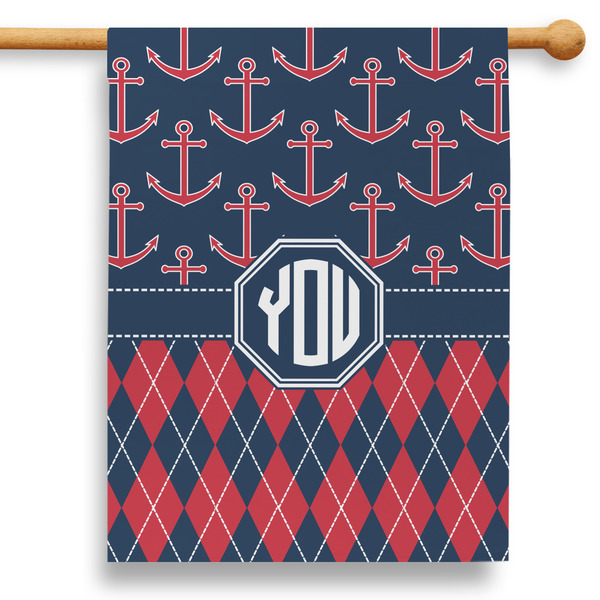 Custom Anchors & Argyle 28" House Flag (Personalized)