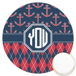 Anchors & Argyle Printed Cookie Topper - 3.25" (Personalized)