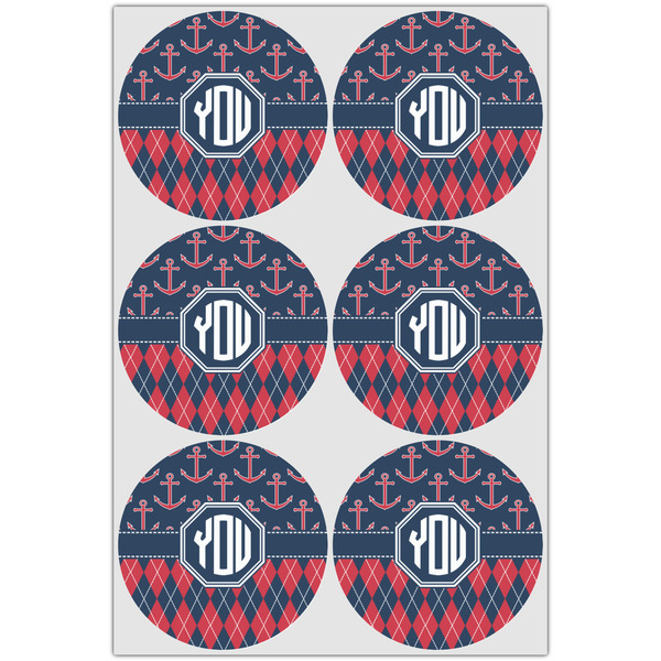 Anchors & Argyle Icing Circle - Large - Set of 6