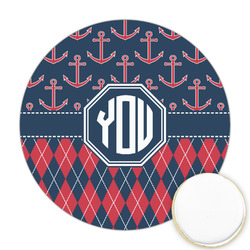 Anchors & Argyle Printed Cookie Topper - Round (Personalized)