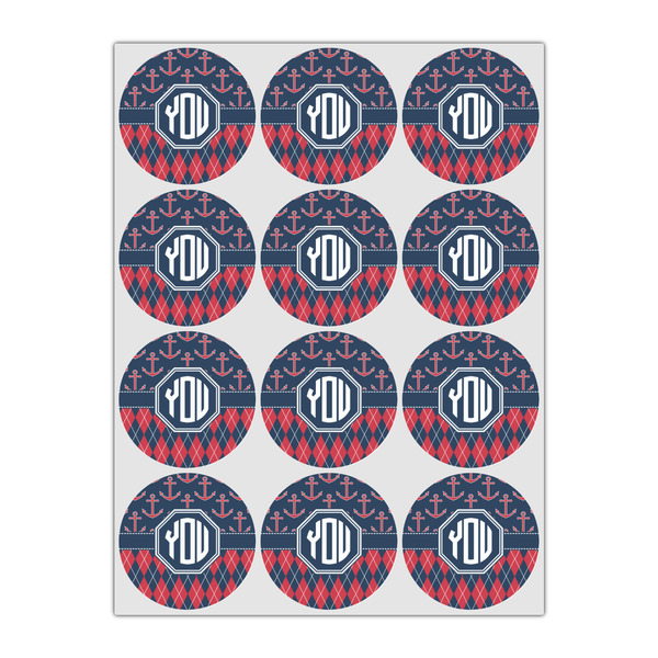 Anchors & Argyle Icing Circle - Small - Set of 12