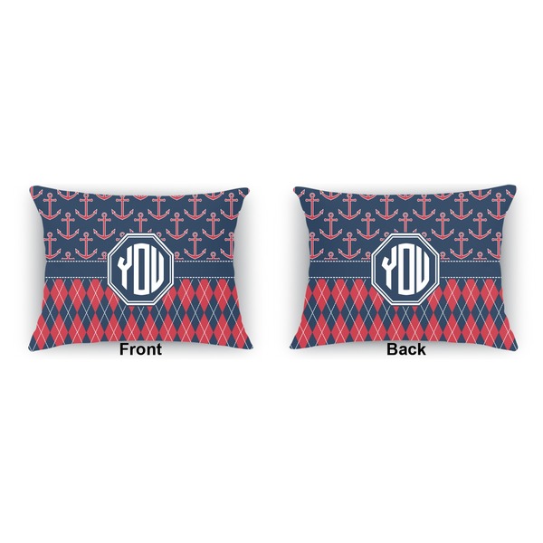 Anchors & Argyle  Indoor Rectangular Burlap Pillow (Front and Back)