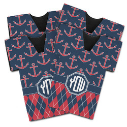 Anchors & Argyle Jersey Bottle Cooler - Set of 4 (Personalized)