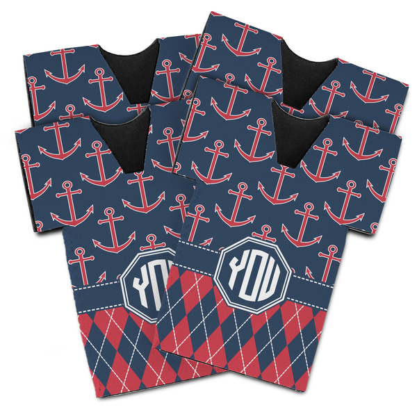 Anchors & Argyle Jersey Bottle Cooler - Set of 4 - MAIN (flat)