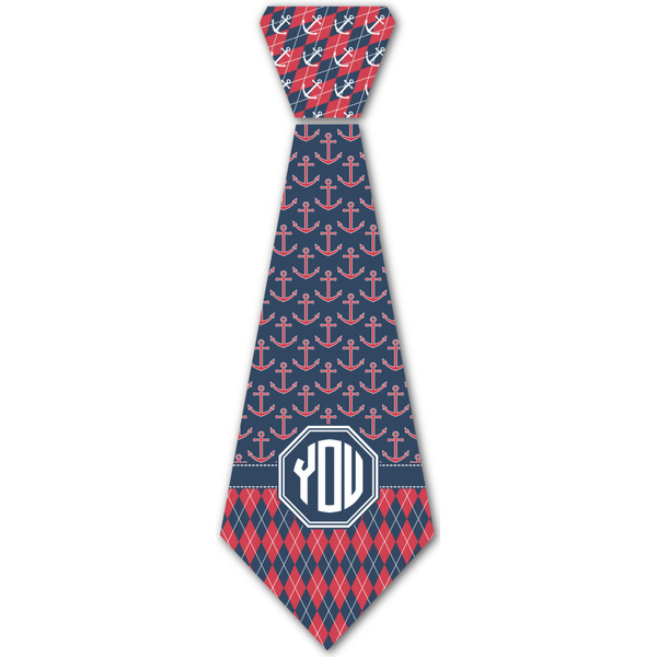 Custom Anchors & Argyle Iron On Tie - 4 Sizes w/ Monogram