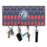 Anchors & Argyle Key Hanger w/ 4 Hooks w/ Monogram