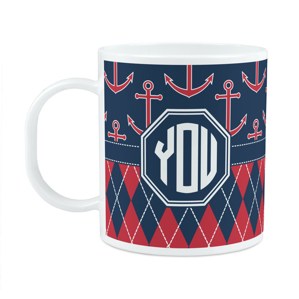 Custom Anchors & Argyle Plastic Kids Mug (Personalized)