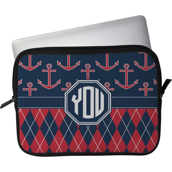 Custom Anchors & Argyle Laptop Sleeve / Case - 13" (Personalized)
