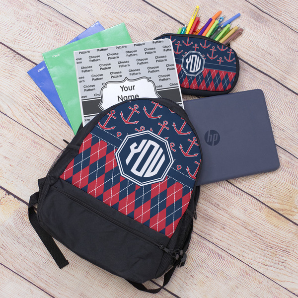 Anchors & Argyle Large Backpack - Black - With Stuff