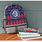 Anchors & Argyle Large Backpack - Gray - On Desk