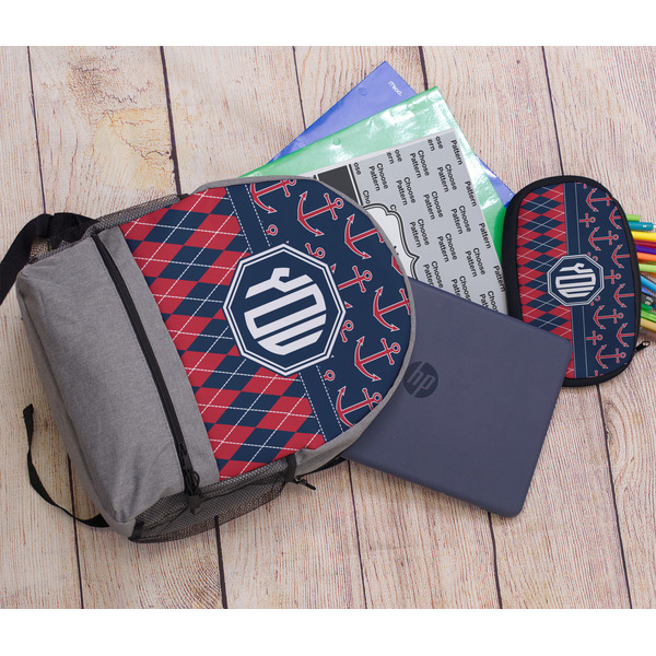 Anchors & Argyle Large Backpack - Gray - With Stuff