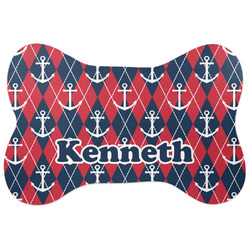 Anchors & Argyle Bone Shaped Dog Food Mat (Personalized)