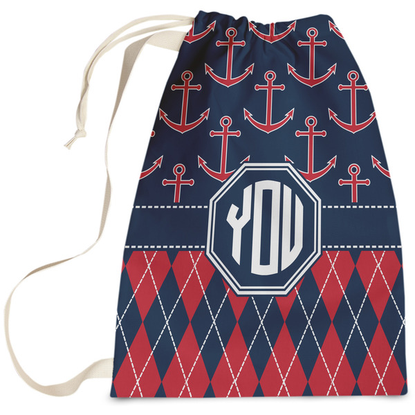 Custom Anchors & Argyle Laundry Bag - Large (Personalized)