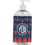 Anchors & Argyle Plastic Soap / Lotion Dispenser (16 oz - Large - White) (Personalized)