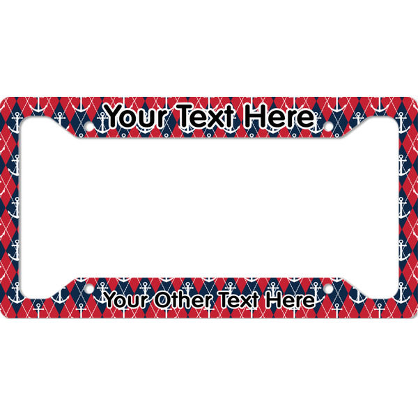 Custom Anchors & Argyle License Plate Frame (Personalized)