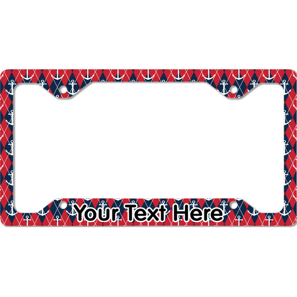 Custom Anchors & Argyle License Plate Frame - Style C (Personalized)