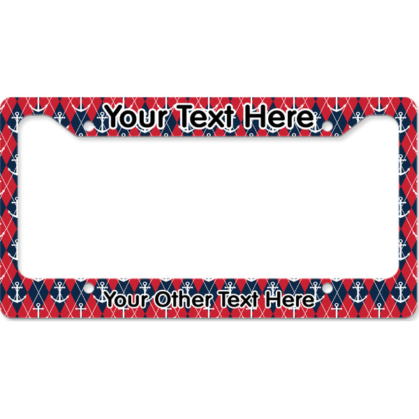 Custom Anchors & Argyle License Plate Frame - Style B (Personalized)
