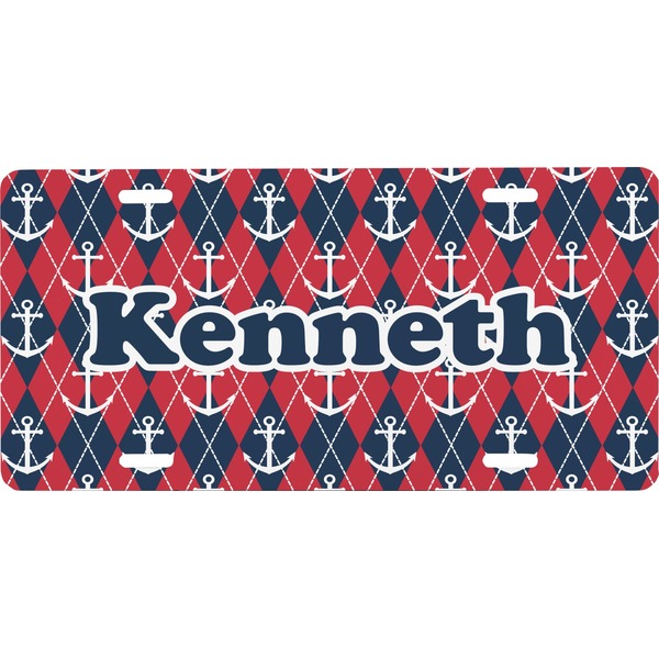 Custom Anchors & Argyle Front License Plate (Personalized)