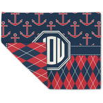 Anchors & Argyle Double-Sided Linen Placemat - Single w/ Monogram