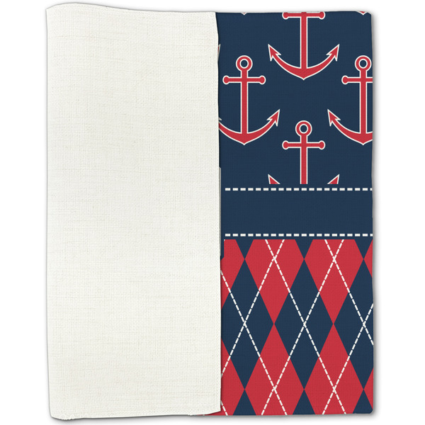 Anchors & Argyle Linen Placemat - Folded Half