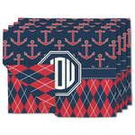 Anchors & Argyle Double-Sided Linen Placemat - Set of 4 w/ Monogram