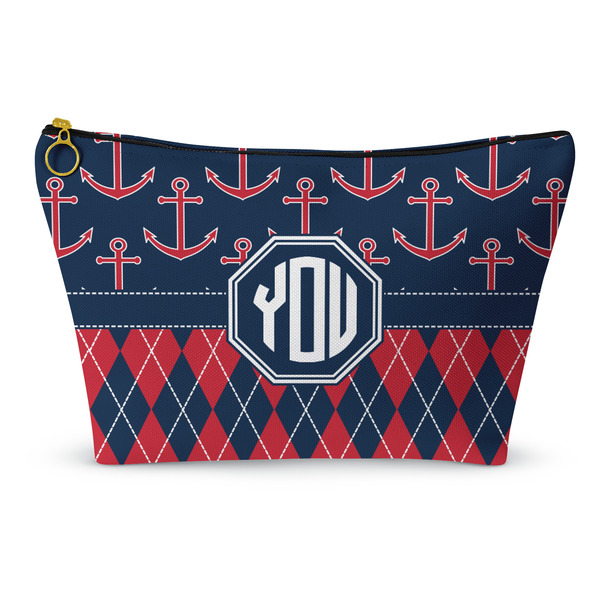 Custom Anchors & Argyle Makeup Bag - Small - 8.5"x4.5" (Personalized)