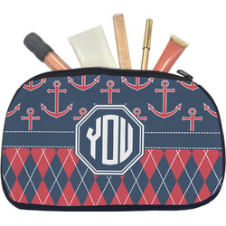 Anchors & Argyle Makeup / Cosmetic Bag - Medium (Personalized)