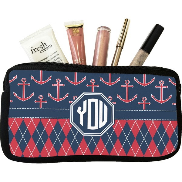 Custom Anchors & Argyle Makeup / Cosmetic Bag (Personalized)