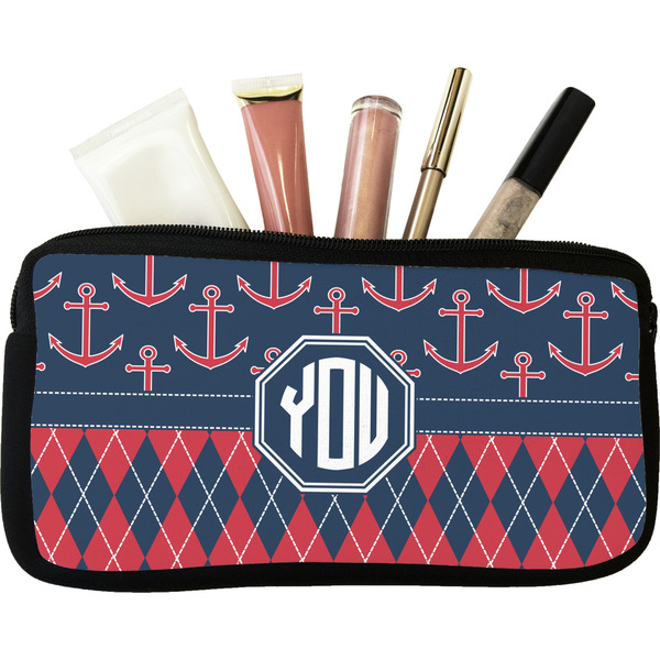 Custom Anchors & Argyle Makeup / Cosmetic Bag (Personalized)
