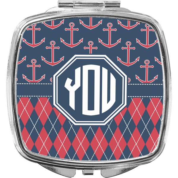 Custom Anchors & Argyle Compact Makeup Mirror (Personalized)