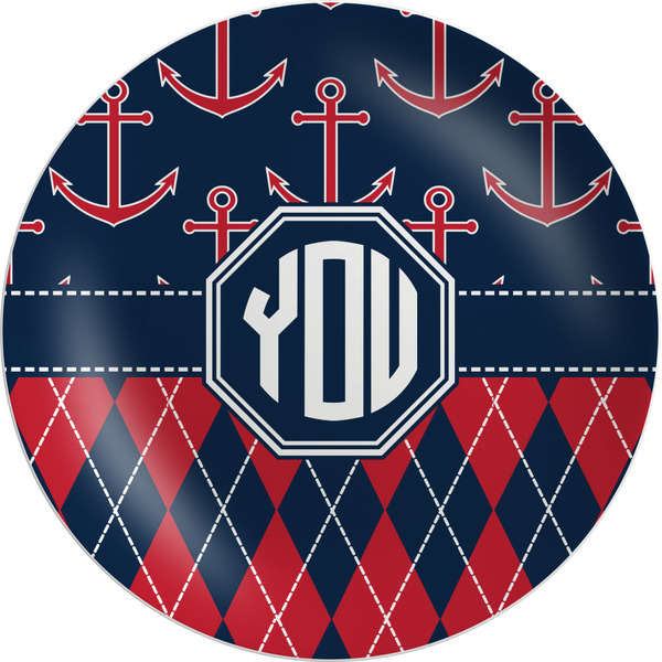 Custom Anchors & Argyle Melamine Salad Plate - 8" (Personalized)
