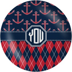 Anchors & Argyle Melamine Plate (Personalized)